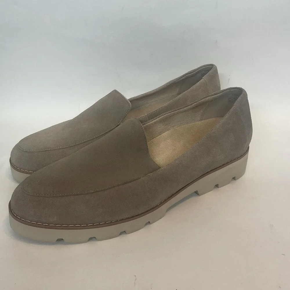 Vionic Women's Kensley Taupe Suede Slip On Loafers Size 9,5 Arch Support Classic